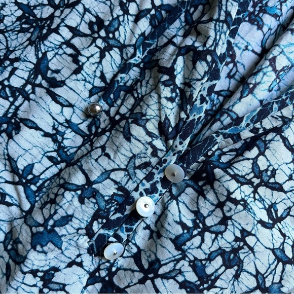 VERONICA BEARD cream navy printed cotton ruffle sleeveless tiered mini dress - Picture 6 of 8